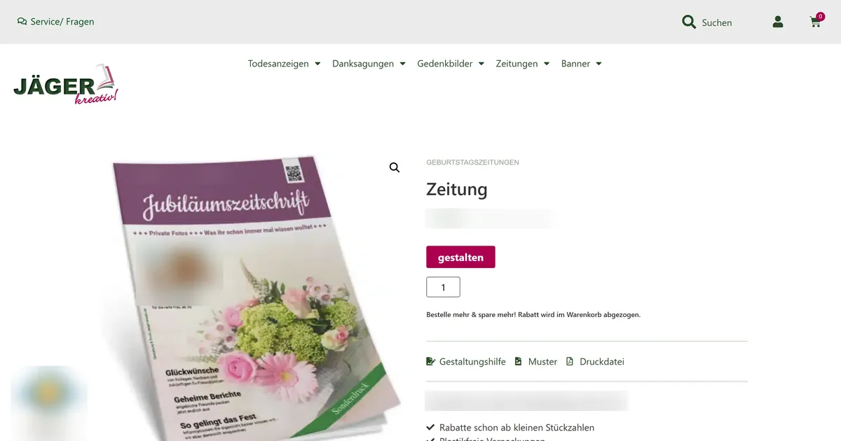 JÄGER kreativ, Germany: seven years of online design for memorial and occasion print