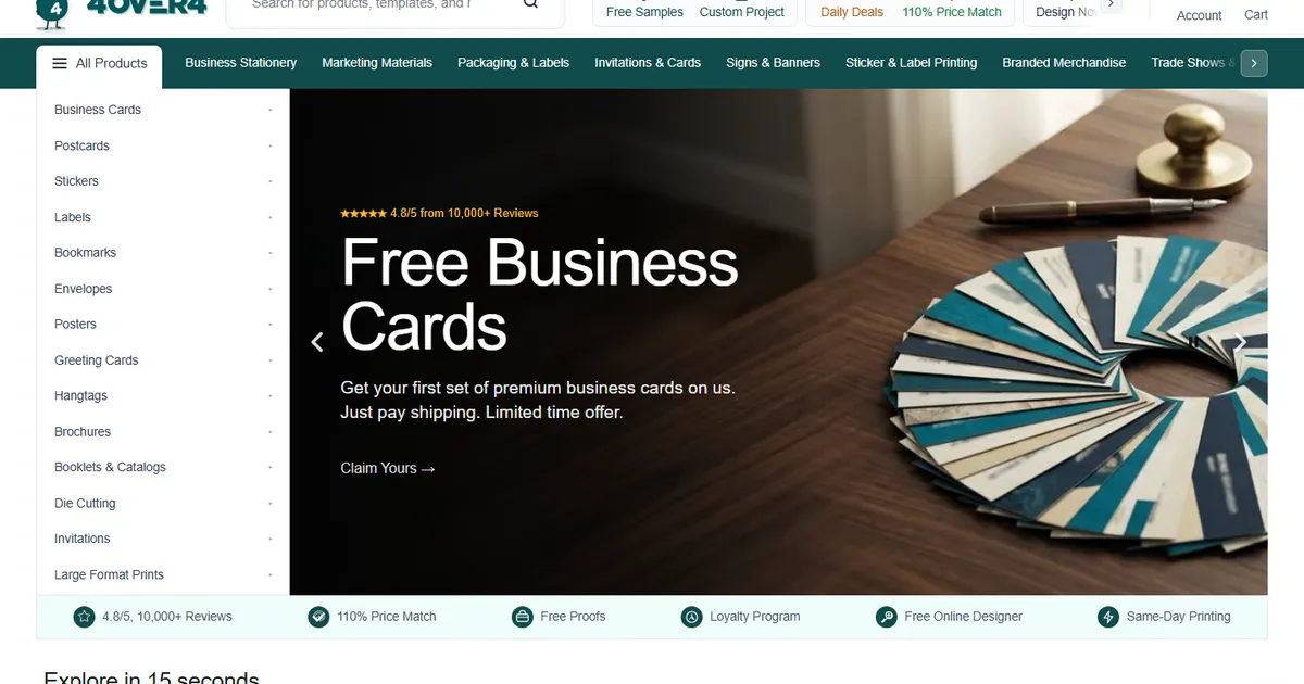 Screenshot of the 4OVER4 storefront
