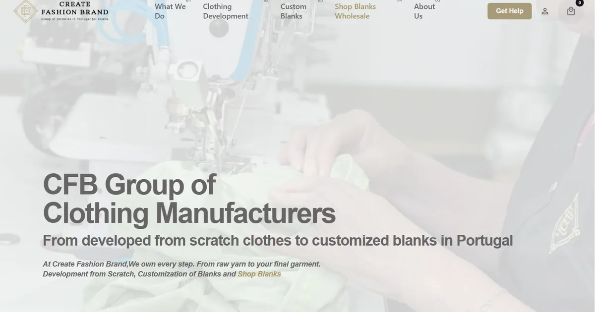 Screenshot of the CreateFashionBrand storefront