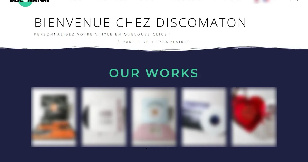 Screenshot of the Discomaton storefront