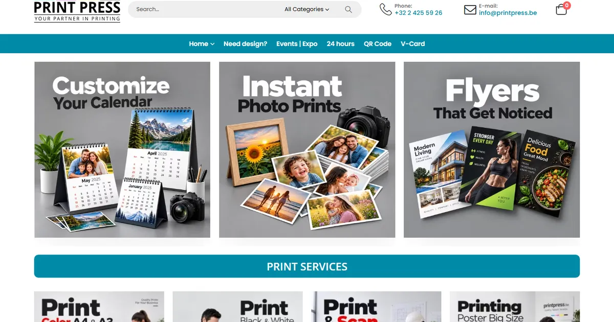 Screenshot of the Printpress storefront
