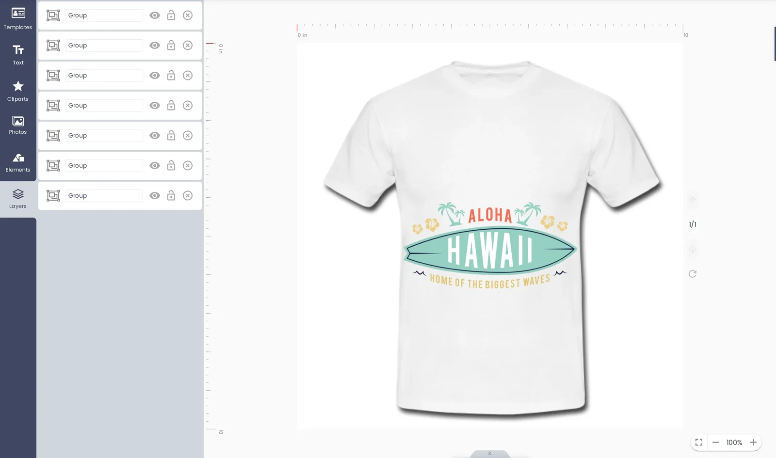 Design editor layers panel controlling each element on an apparel print area, in an article on web to print storefront launch checklist